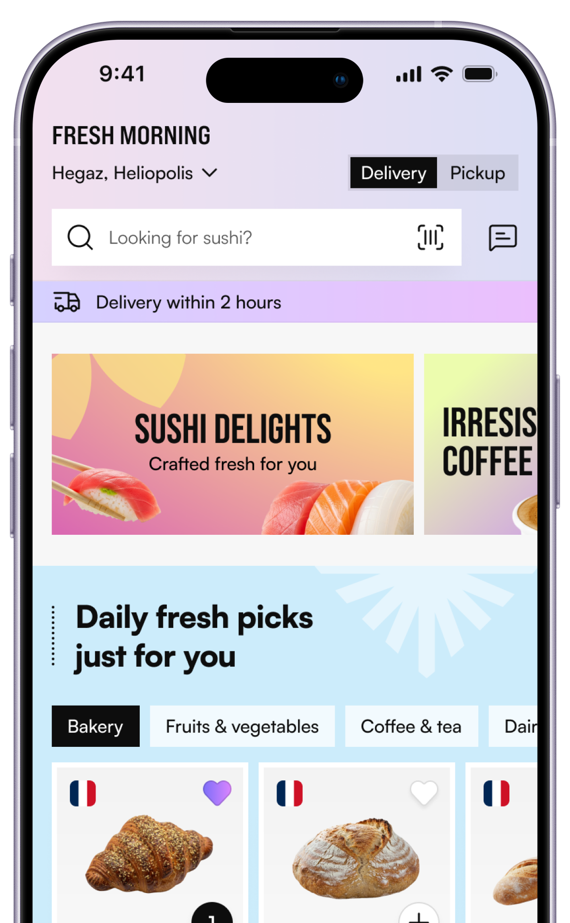 Fresh Food Market app on iPhone